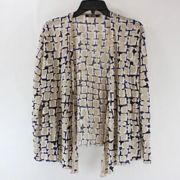 NIC+ZOE Women's Medium Open Front Cardigan Beige Blue Black