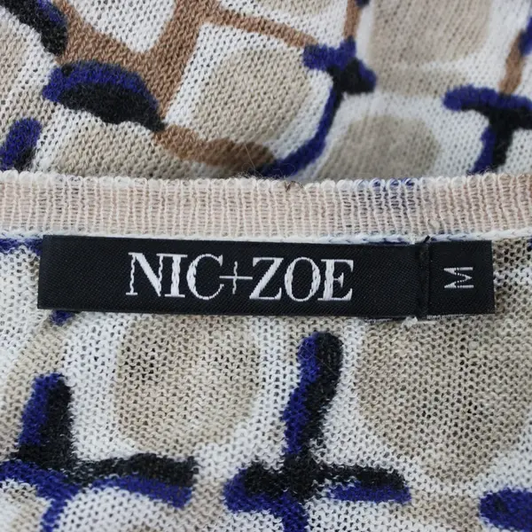 NIC+ZOE Women's Medium Open Front Cardigan Beige Blue Black