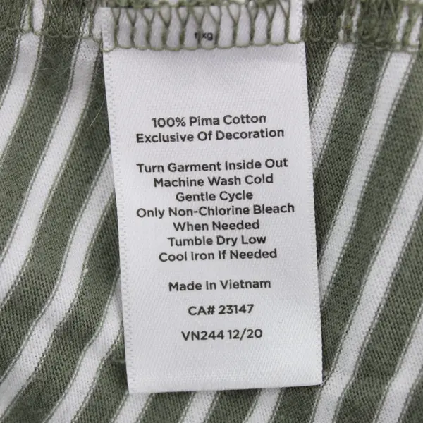 Talbots Women's Medium Green & White Striped Short Sleeve Top
