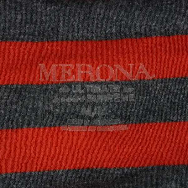 Merona Women's Medium Orange Gray Striped V-Neck Long Sleeve Top