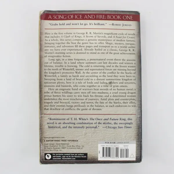 A Game of Thrones by George R R Martin Paperback 2011 Edition Book One in Series