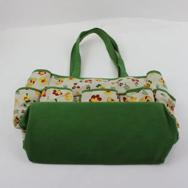 Disney Winnie the Pooh Canvas Bag Tan Green Floral Multi-Pocket