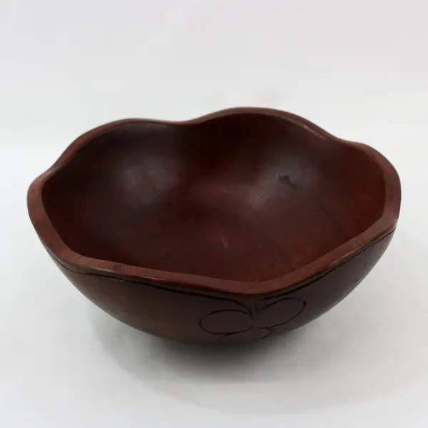 Carved Teak Wood Fruit Serving Bowl with Tripod Stand Philippines