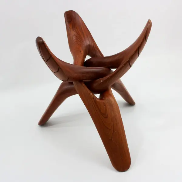 Carved Teak Wood Fruit Serving Bowl with Tripod Stand Philippines
