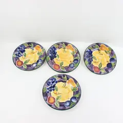 Tabletops Unlimited Scandicci Hand-Painted Set of 4 Fruit Salad Plates 