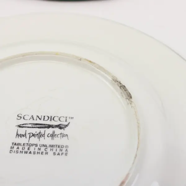 Tabletops Unlimited Scandicci Hand-Painted Set of 4 Fruit Salad Plates 