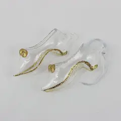 Lot of 2 Old World Christmas Cinderella's Slipper Glass Ornaments 4.75" Long