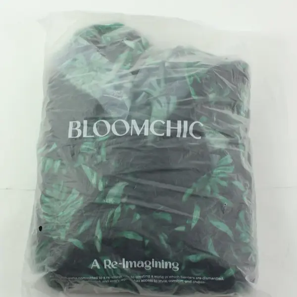 BloomChic Women's Black Palm Leaf Mesh Swim Dress Racerback Size 28