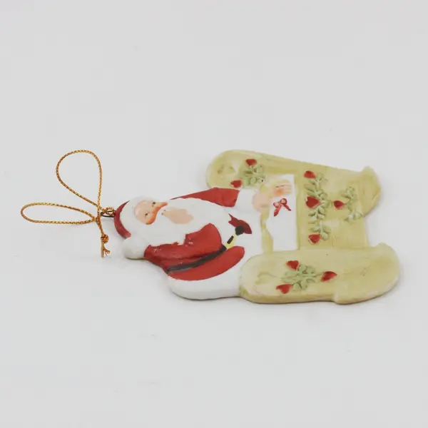 Vintage Enesco 1989 Hush Santa With Baby Porcelain Christmas Ornament 4" Long
