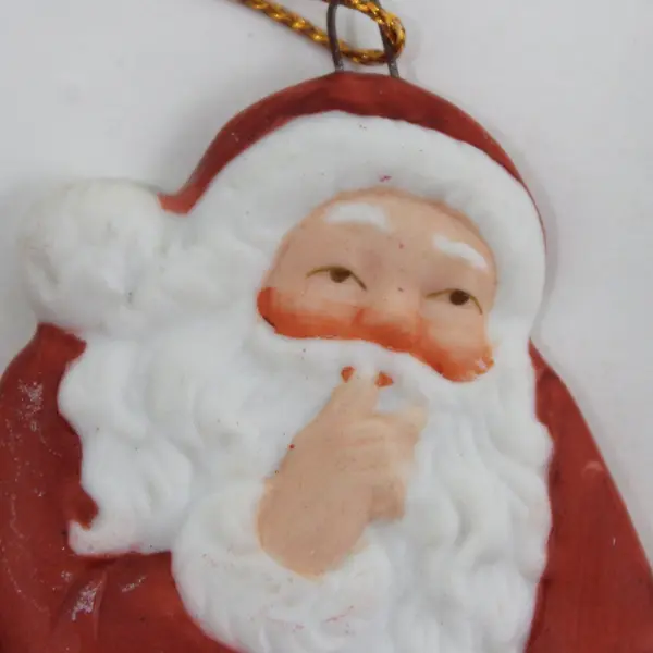 Vintage Enesco 1989 Hush Santa With Baby Porcelain Christmas Ornament 4" Long