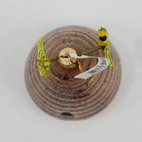 Department 56 Glass Beehive Christmas Ornament Gold Glitter & Bees 3.75" Tall