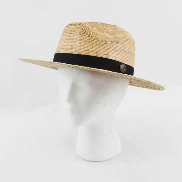 Tula Straw Wide Brim Fedora Hat Natural Color Black Band