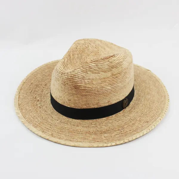 Tula Straw Wide Brim Fedora Hat Natural Color Black Band