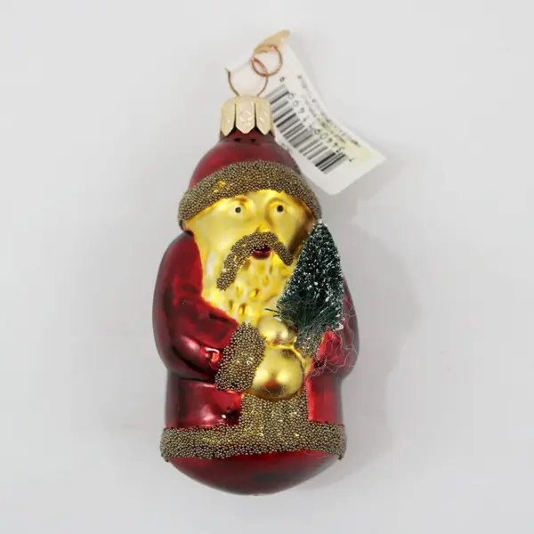Department 56 Vintage Santa Claus Red & Gold Hand Blown Glass Ornament 3.5" Tall