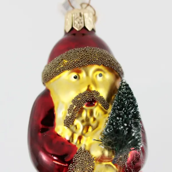 Department 56 Vintage Santa Claus Red & Gold Hand Blown Glass Ornament 3.5" Tall