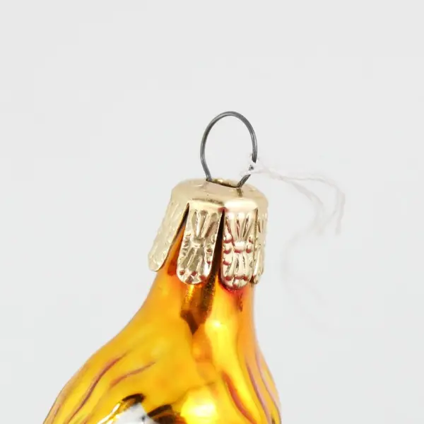 Eve Garden of Eden Glass Christmas Ornament Golden Hair Apple & Fig Leaf 4.75" 