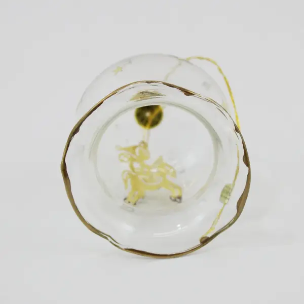Silvestri  Blown Glass Bell Ornament Unicorn & Rider Attached Stars 2.75" Tall