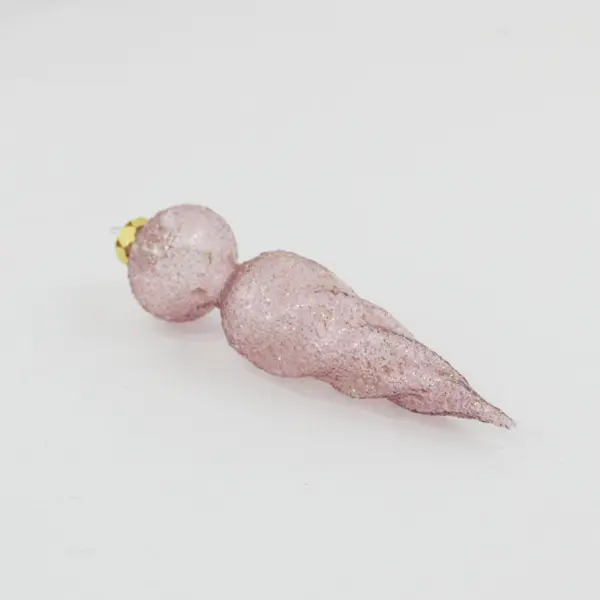 Rose Gold Dusty Pink Glitter Spiral Icicle Glass Christmas Tree Ornament 6" Tall