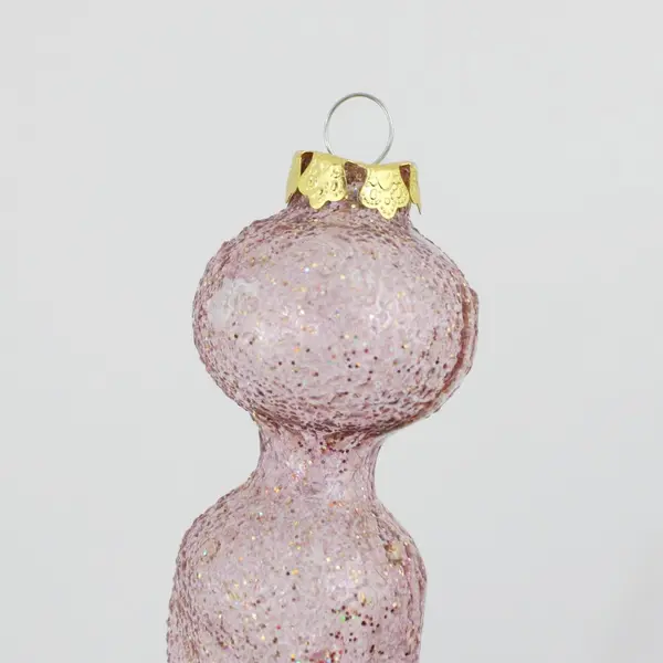 Rose Gold Dusty Pink Glitter Spiral Icicle Glass Christmas Tree Ornament 6" Tall