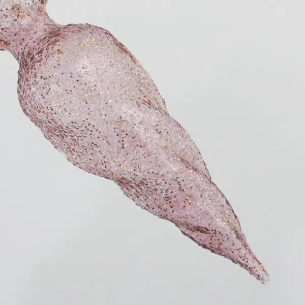 Rose Gold Dusty Pink Glitter Spiral Icicle Glass Christmas Tree Ornament 6" Tall