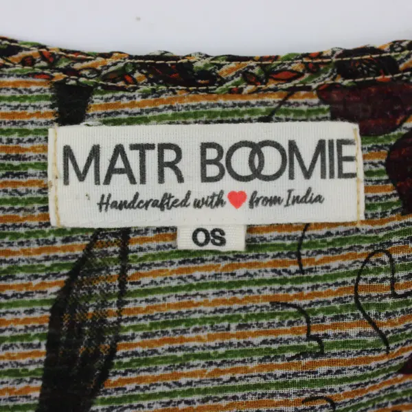 Matr Boomie Women's Sheer Floral Balloon Sleeve V-Neck Tie Blouse One Size