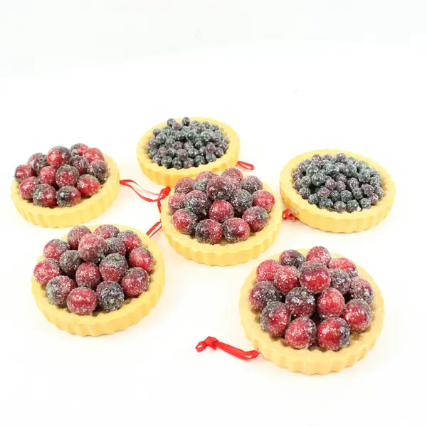 Lot of 6 Miniature Fruit Tart Pies Faux Food Berry Topping