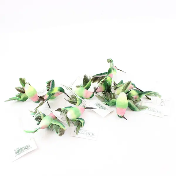 Lot of 10 Gallerie II Hummingbird Christmas Ornaments Fabric Bird Wire