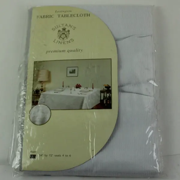 Lexington Sultan's Linens Ribbed White Oblong Tablecloth 54"x72" in bag 