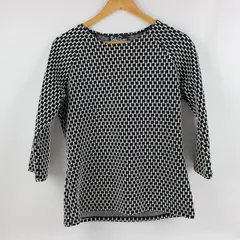 Lesley Evera Women's Geometric Knit 3/4 Sleeve Shirt Black White M