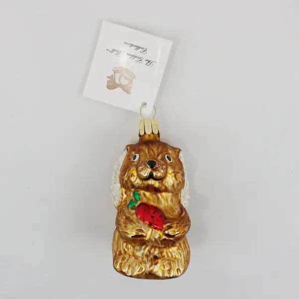 European Trading Co Golden Bell Squirrel Ornament Mouth-Blown Glass 3.5"