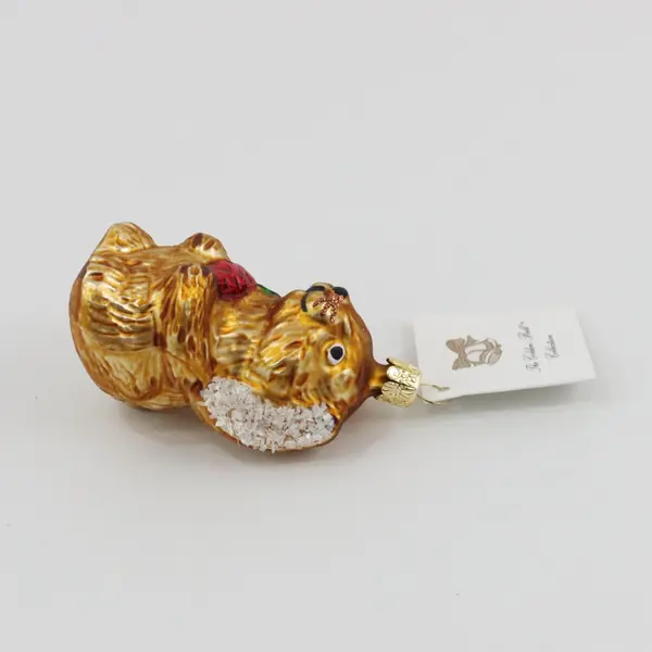 European Trading Co Golden Bell Squirrel Ornament Mouth-Blown Glass 3.5"