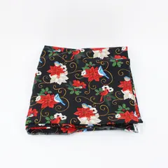 Piece of Joann Brand Christmas Fabric, Black Background 49"x56" 