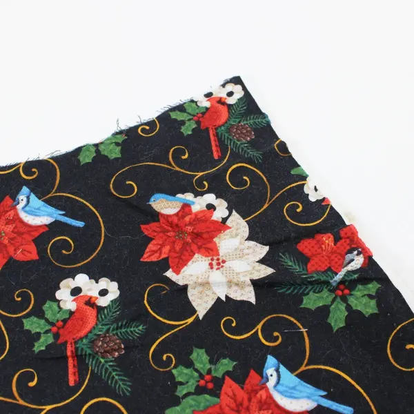 Piece of Joann Brand Christmas Fabric, Black Background 49"x56" 