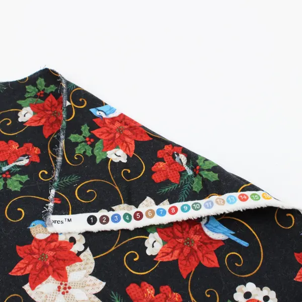 Piece of Joann Brand Christmas Fabric, Black Background 49"x56" 