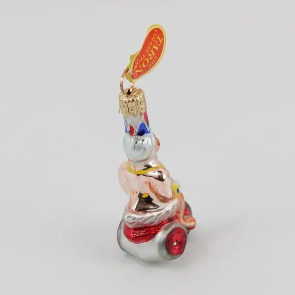 Gedania Taron Hand-Blown Glass Duck on Tricycle Ornament 3"