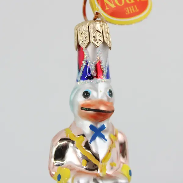 Gedania Taron Hand-Blown Glass Duck on Tricycle Ornament 3"