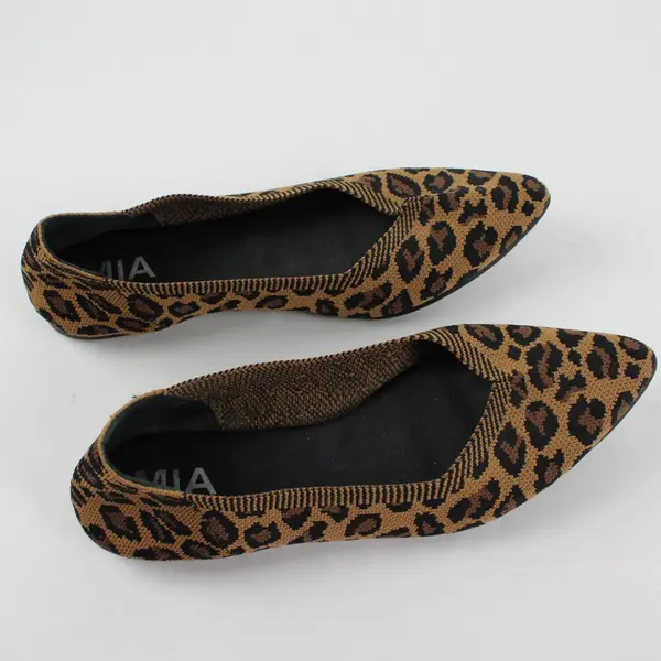 MIA Leopard Print Knit Pointed Toe Flats Women's 7.5 Slip-On