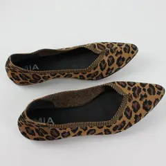 MIA Leopard Print Knit Pointed Toe Flats Women's 7.5 Slip-On