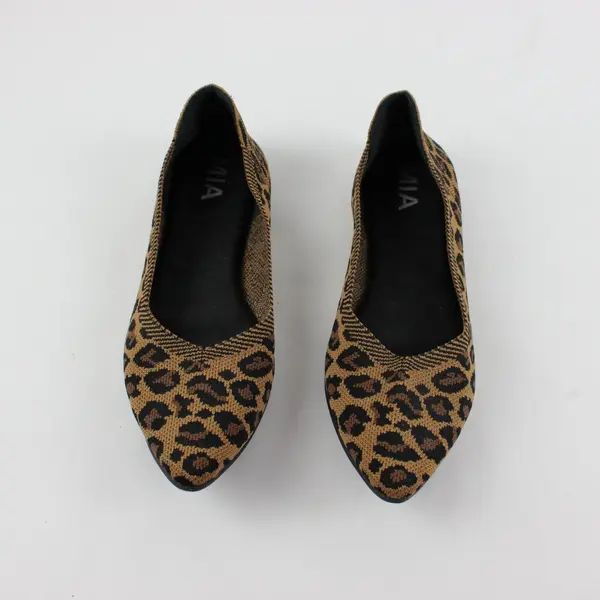 MIA Leopard Print Knit Pointed Toe Flats Women's 7.5 Slip-On