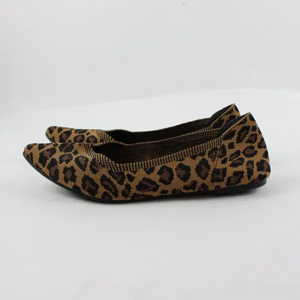 MIA Leopard Print Knit Pointed Toe Flats Women's 7.5 Slip-On