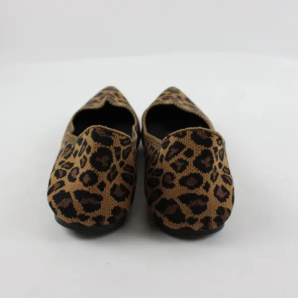 MIA Leopard Print Knit Pointed Toe Flats Women's 7.5 Slip-On