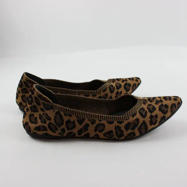MIA Leopard Print Knit Pointed Toe Flats Women's 7.5 Slip-On