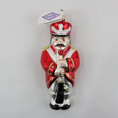 Mia & Calik British Soldier Red Coat Holding Rifle Mouth Blown Glass 6.75" Tall