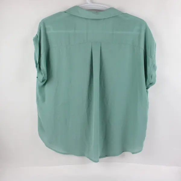Zenobia ZB12411 1XL Mint Green 100% Polyester Short Sleeve Blouse Button Front