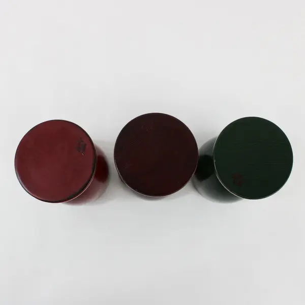 Set of 3 Lacquer Wine Goblets Brown Burgundy Green