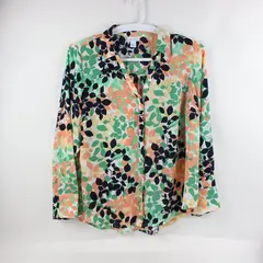 Liz Claiborne Women's XL Multicolor Leaf Print Long Sleeve Blouse