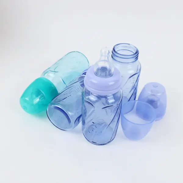 Lot of 4 Evenflo Classic 4 oz Glass Baby Bottles Purple Teal BPA-Free