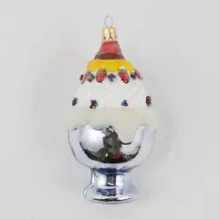 Vintage Ice Cream Sundae Glass Ornament Whipped Cream Sprinkles 4.5" Tall