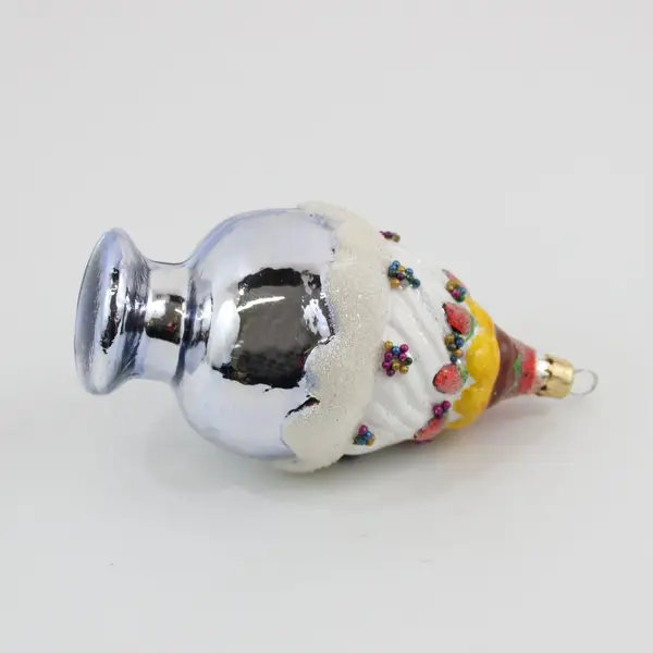 Vintage Ice Cream Sundae Glass Ornament Whipped Cream Sprinkles 4.5" Tall