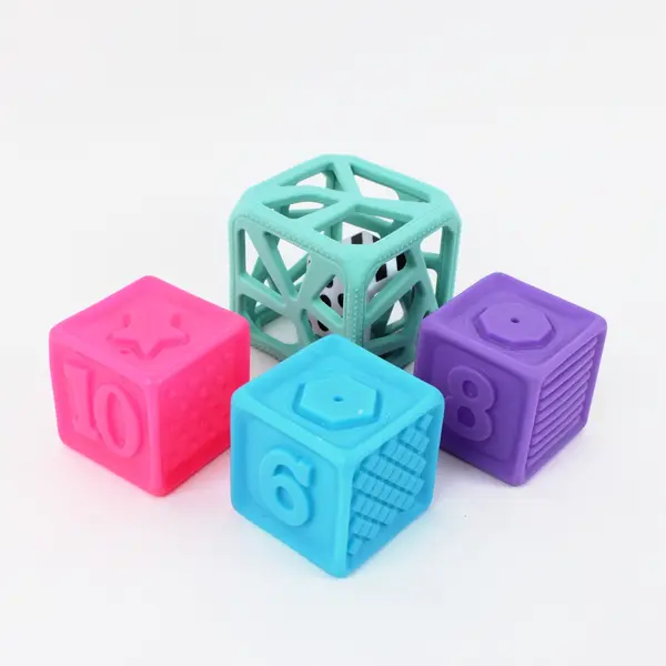 Malarkey Kids Lot of 4 Colorful Sensory Building Blocks Baby Toys